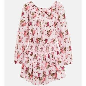 Love Shack Fancy Netra Floral Mini Dress Cotton Tiered Womens Size Small NWOT